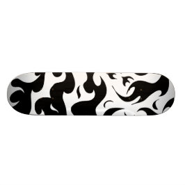 svartvitt avfyra designskateboarden skateboard bräda 19,5 cm