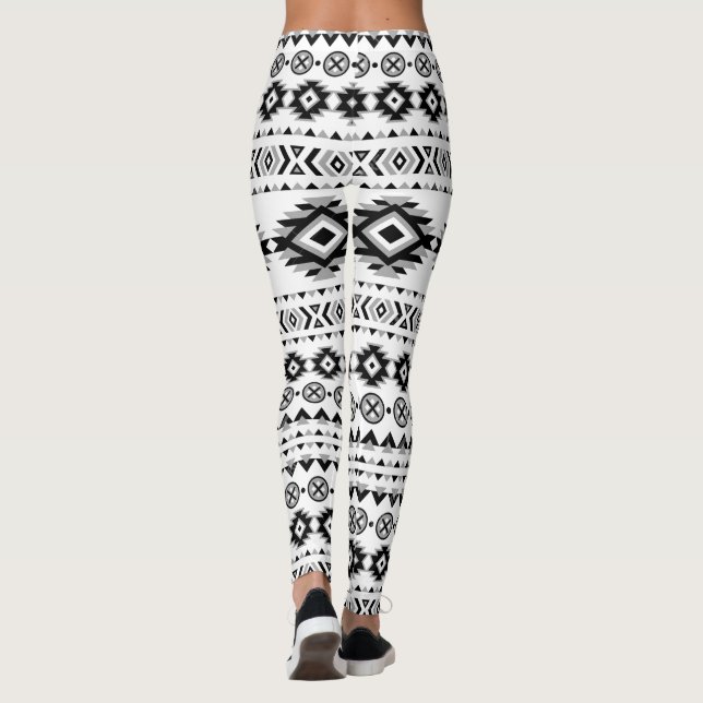 Svartvitt Aztec mönster Leggings (Baksida)