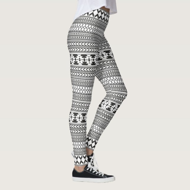 Svartvitt Aztec tryck Leggings (Höger)