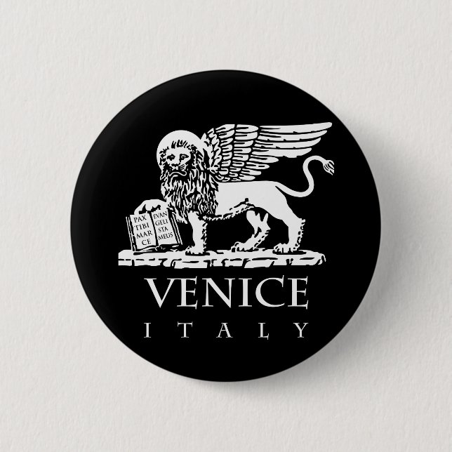 Svartvitt bevingat lejont av Sanktt markerar Knapp (Framsida)