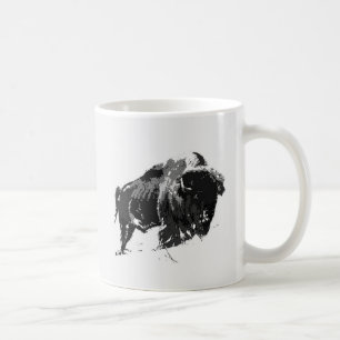Svartvitt Bison/Buffalo Kaffemugg
