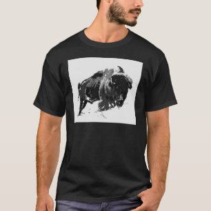 Svartvitt Bison/Buffalo T-shirt