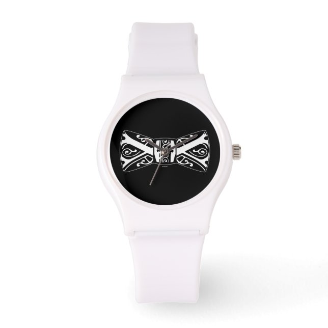 Svartvitt blanksteg armbandsur (Framsida)