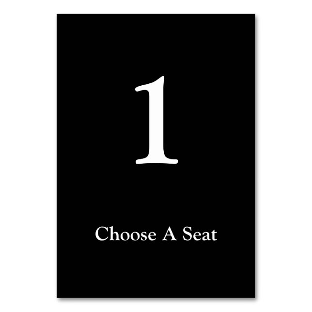 Svartvitt Bordsnummer-kort för Bröllop Bordsnummer (Framsidan)