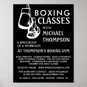 Svartvitt boxningshandskar, Boxing Class Advert Poster