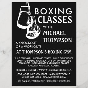 Svartvitt boxningshandskar, Boxing Class Advert Reklamblad