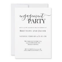 Svartvitt Bröllop Förlovningsfest-inbjudan