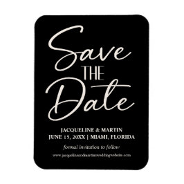 Svartvitt Bröllop Hand-belagd kursiv webbplats Magnet