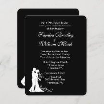 Svartvitt bröllop - inbjudan