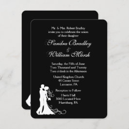 Svartvitt bröllop - inbjudan