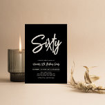 Svartvitt | Chic 60:e Födelsedagsfesten Inbjudningar<br><div class="desc">Fira din speciella dag med den här enkla snyggten 60 födelsedagsfest inbjudan. Den här designen har ett chic- och penselskript "Sextio" med en ren layout i svartvitt färg-kombinationstecken. Fler design finns på min butik BaraBomDesign.</div>