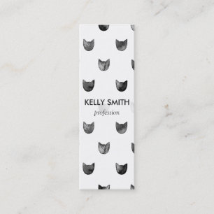 Svartvitt chic gulligt kattmönster mini visitkort