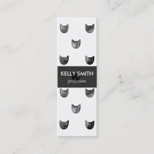 Svartvitt chic gulligt kattmönster mini visitkort