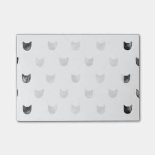 Svartvitt chic gulligt kattmönster post-it block