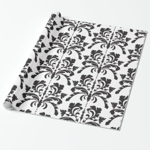 Svartvitt damastast mönster presentpapper