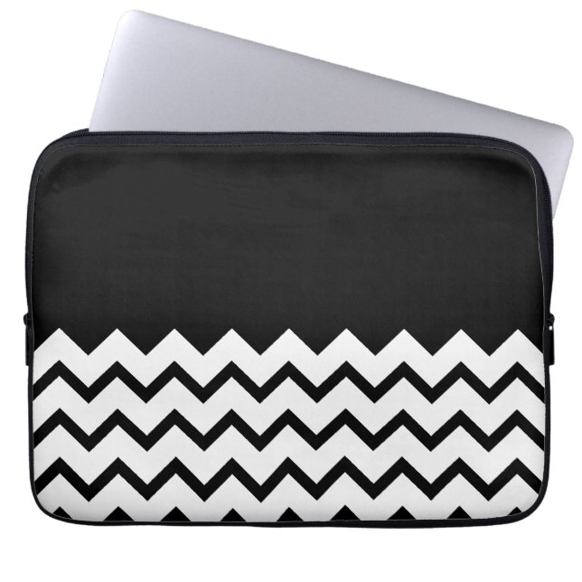 Svartvitt. Delsicksack, vanlig Black. för del Laptop Sleeve (Framsidan)