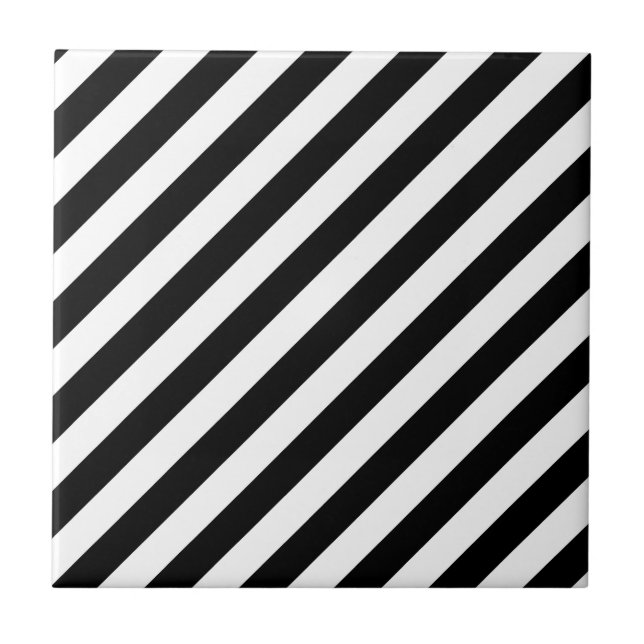 Svartvitt Diagonalrandmönster Kakelplatta (Framsidan)