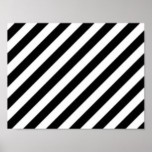 Svartvitt Diagonalrandmönster Poster