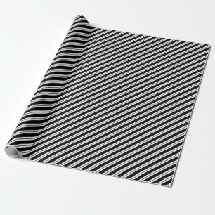 Svartvitt diagonalt Rand med flera bredder Presentpapper