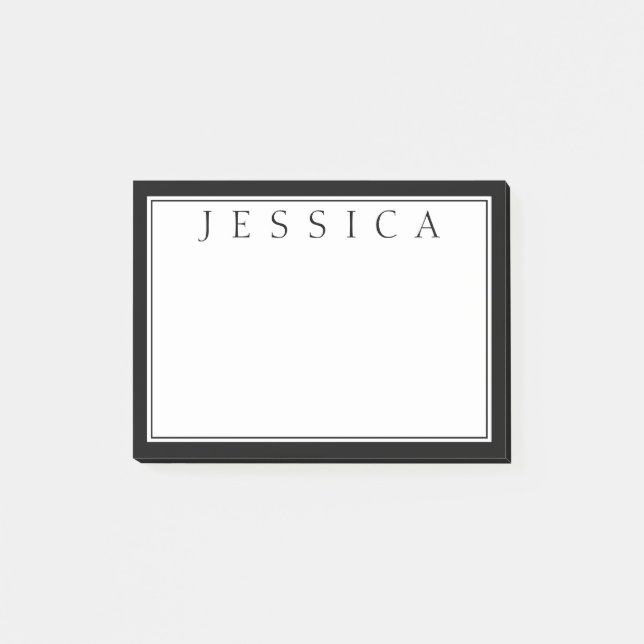 Svartvitt | Ditt namn Post-it Block (Framsida)