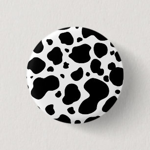 Svartvitt djurt tryck för kofläckmönster knapp