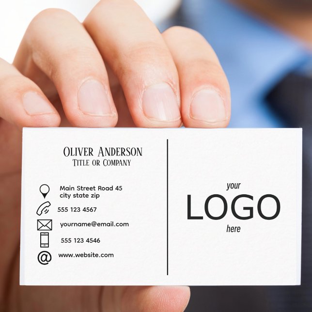 Svartvitt Dubbla Logotyp Visitkort (Modern double sided logo business card)