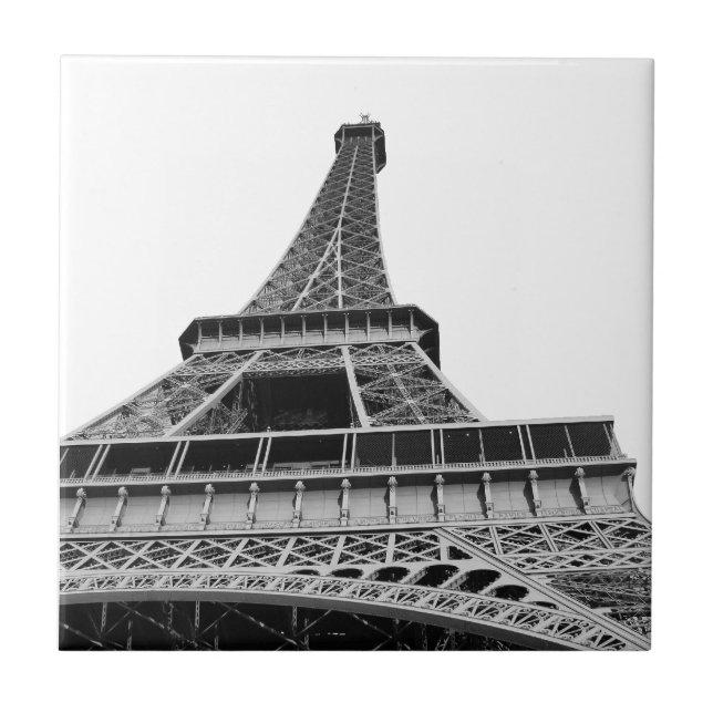 Svartvitt Eiffel torn Kakelplatta (Framsidan)