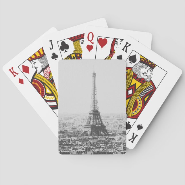 Svartvitt Eiffel Torn Parkinfoto Casinokort (Baksidan)