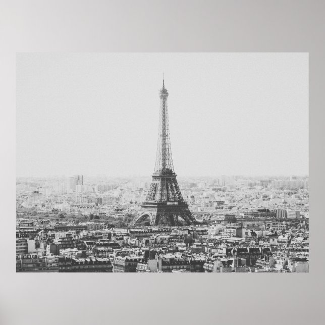 Svartvitt Eiffel Torn Parkinfoto Poster (Framsidan)
