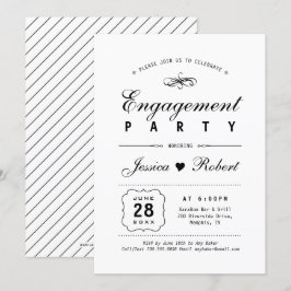 Svartvitt | Elegantens Förlovningsfest Inbjudningar