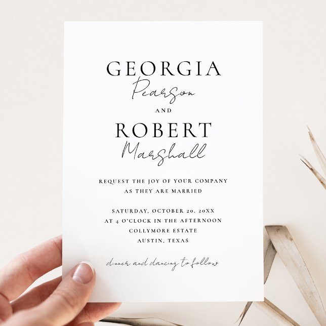 Svartvitt enkelt Bröllop Inbjudningar (Skapare uppladdad)