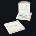 Svartvitt enkelt klassiskt minimalistiskt Monogram Stenunderlägg<br><div class="desc">Enkel sten underlägg med en modern elegant med två brev-monogram omgivna av ett tunt gräns i klassisk svartvitt. En uppsättning av dessa chic- och snyggt underlägg är en underbar gåva från bröllop till ett minimalistiskt par.</div>