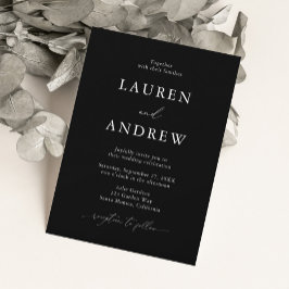 Svartvitt enkelt minimalistiskt 1 Bröllop Inbjudningar
