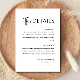 Svartvitt enkelt Modern Minimalist Bröllop Tilläggskort