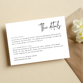 Svartvitt enkelt Modern Minimalist Bröllop Tilläggskort