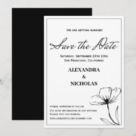 Svartvitt enkelt och modernt datum för att spara datumet