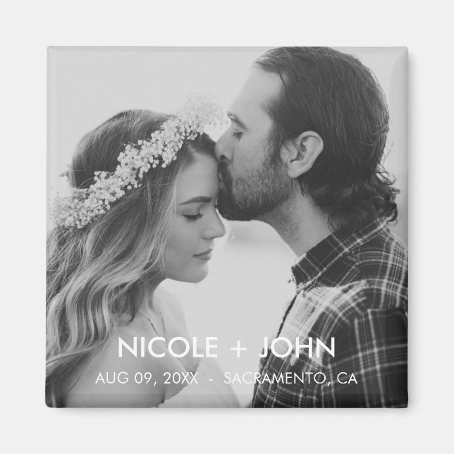 Svartvitt enkelt Spara datum magneter (Framsidan)