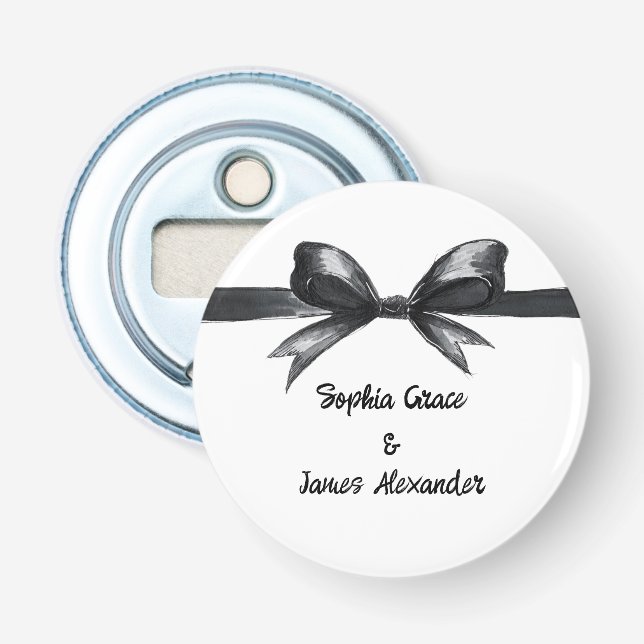 Svartvitt fack | Elegant bröllop | Monokrom Flasköppnare (Framsidan)