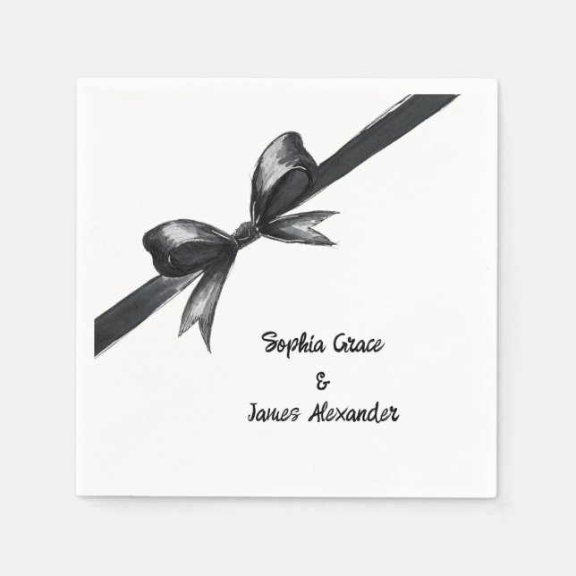 Svartvitt fack | Elegant bröllop | Monokrom Pappersservett (Framsidan)