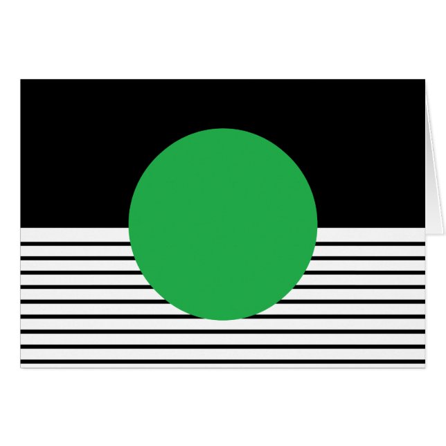 Svartvitt färgblock och Grönt cirkel Hälsningskort (Framsidan Horizontal)