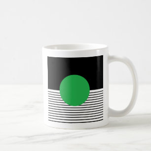 Svartvitt färgblock och Grönt cirkel Kaffemugg