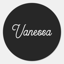 Svartvitt för handskrift namn anpassningsbar profe runt klistermärke