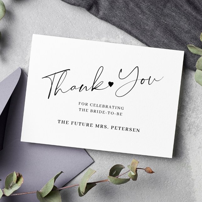 Svartvitt för möhippa av elegant-skript tack kort (Skapare uppladdad)