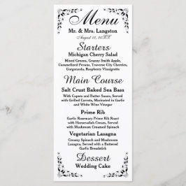 Svartvitt formellt mottagningsmeny meny