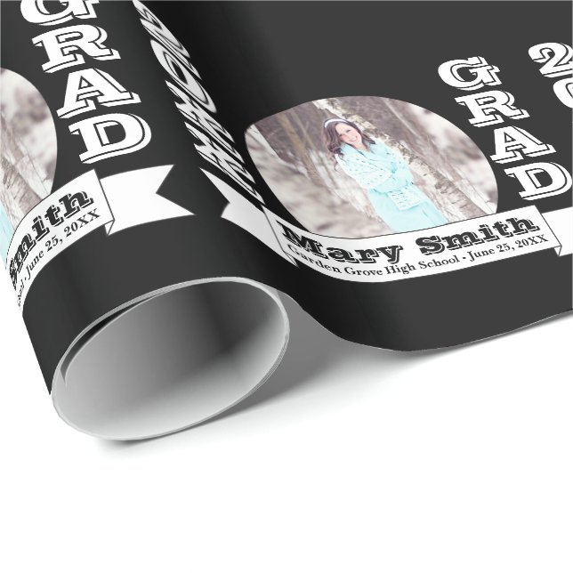 Svartvitt formellt Studenten-meddelande Presentpapper (Rullad Hörn)
