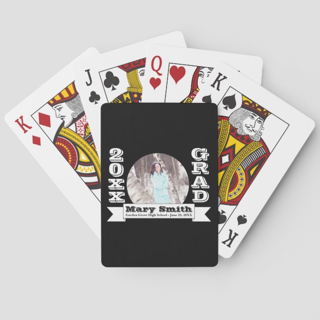 Svartvitt formellt Studenten-meddelande Spel Kort (Baksidan)