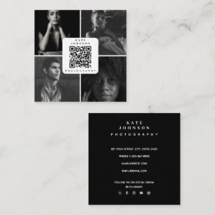 Svartvitt foto 4 Foton QR-kod Fyrkantigt Visitkort