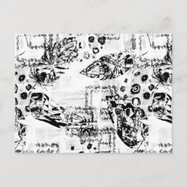 Svartvitt foto av vänner i en klassisk fästpunkt vykort