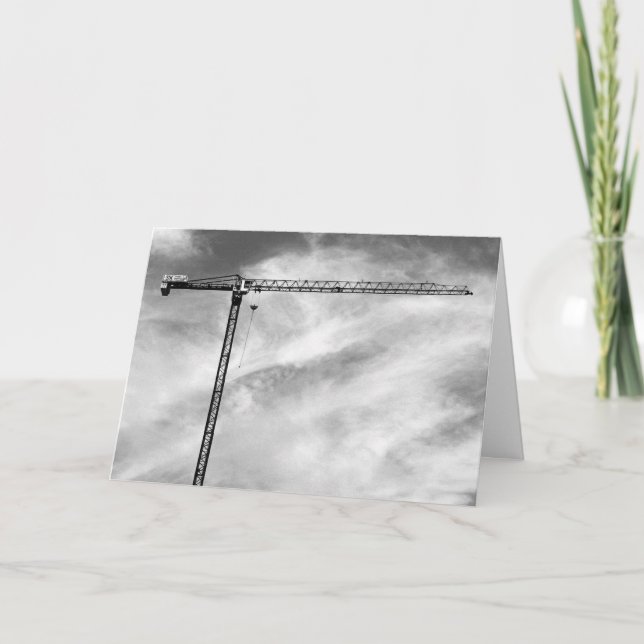 Svartvitt foto för konstnärlig konstruktionskran kort (Framsida)