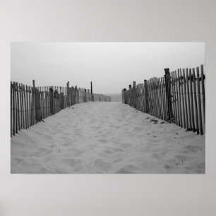 Svartvitt fototryck för strand poster